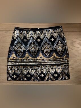 Black Forever 21 Sequin Embroidered Mini Skirt